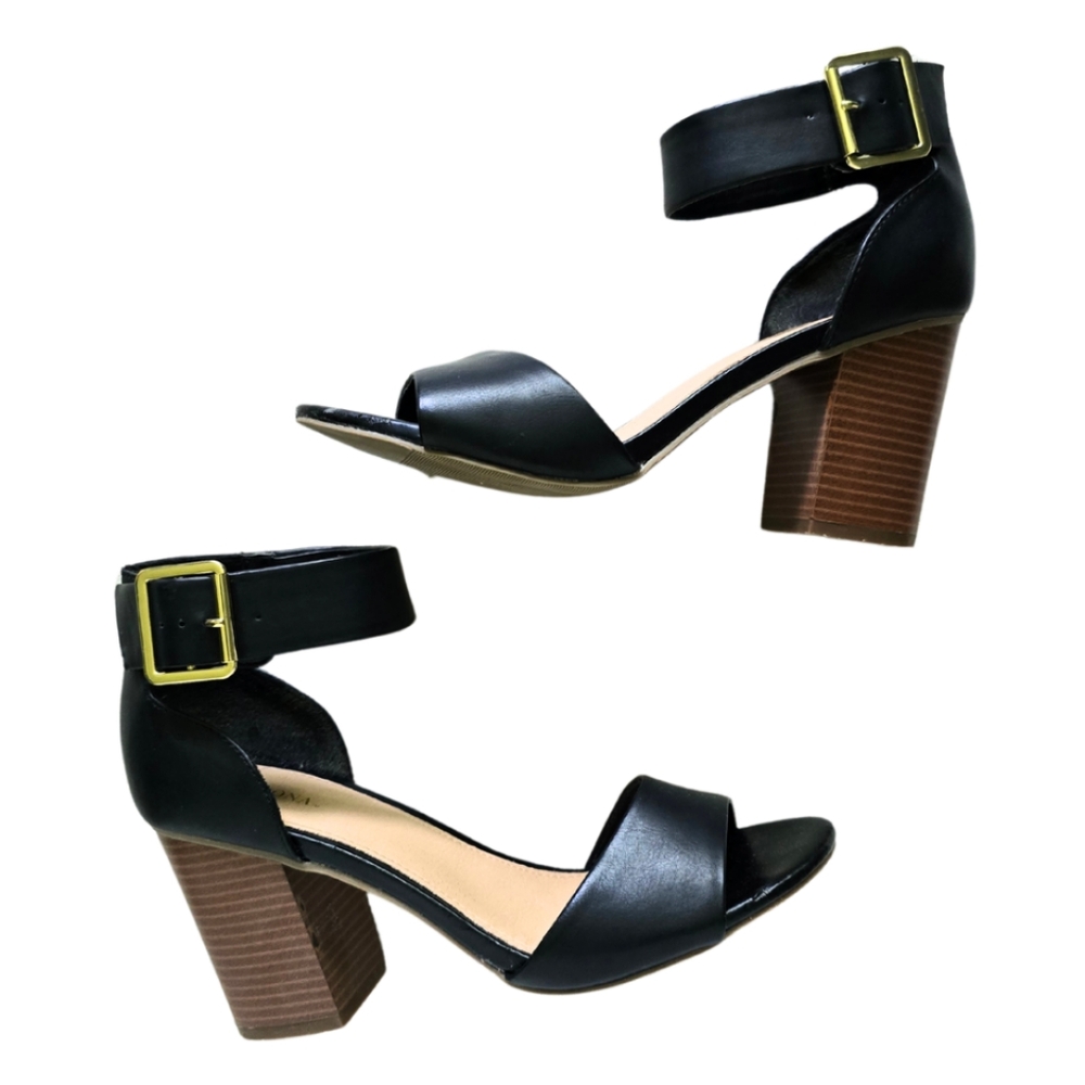 MERONA Chunky Wood Block Heel Ankle Strap 8.5 Sandals